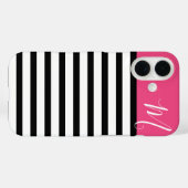 Monogram zwart en roze preppy Stripes Case-Mate iPhone Case (Achterkant (horizontaal))