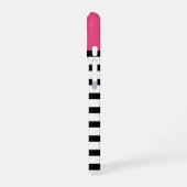 Monogram zwart en roze preppy Stripes iPhone 16 Hoesje (Linkerkant)