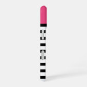 Monogram zwart en roze preppy Stripes iPhone 16 Hoesje (Rechterkant)