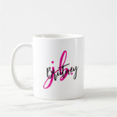 Monogram zwart en roze script koffiemok (Links)