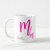 Monogram zwart en roze script koffiemok (Links)