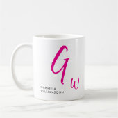 Monogram zwart en roze script koffiemok (Links)