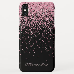 Monogram zwart en roze sparkle en glitter Case-Mate iPhone case