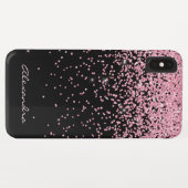 Monogram zwart en roze sparkle en glitter Case-Mate iPhone case (Achterkant (horizontaal))