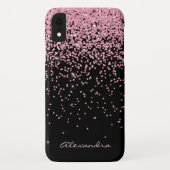 Monogram zwart en roze sparkle en glitter Case-Mate iPhone case (Achterkant)