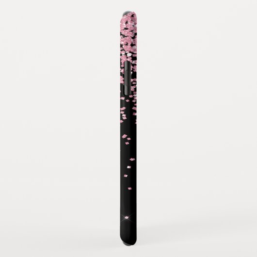 Monogram zwart en roze sparkle en glitter Case-Mate iPhone case (Achterkant/rechts)