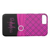 Monogram zwart en roze speldeniPhone 7 Hoesje (Achterkant (Horizontaal))