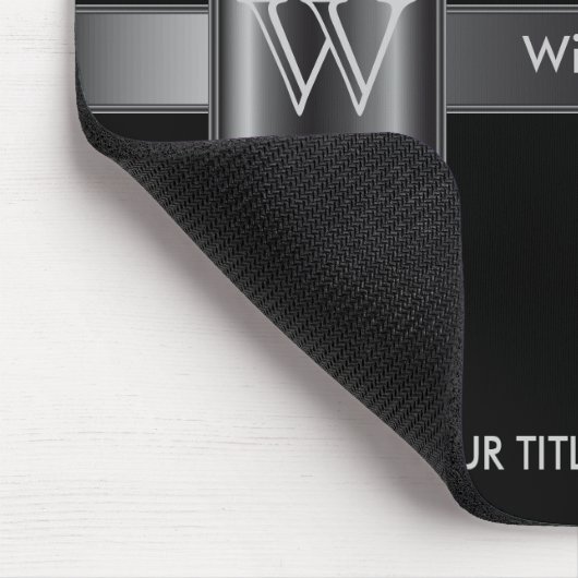 Monogram zwart en staal muismat (Hoek)