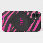 Monogram zwart en warm roze Zebra Case-Mate iPhone Case (Achterkant (horizontaal))