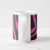 Monogram zwart en warm roze Zebra Grote Koffiekop (Achterkant)