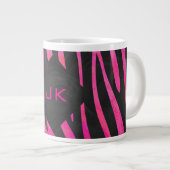 Monogram zwart en warm roze Zebra Grote Koffiekop (Voorkant rechts)