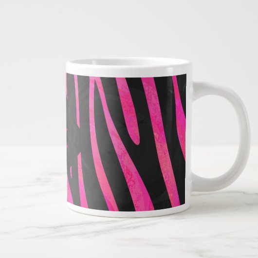 Monogram zwart en warm roze Zebra Grote Koffiekop (Rechts)