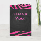 Monogram zwart en warm roze Zebra Kaart (Voorkant)