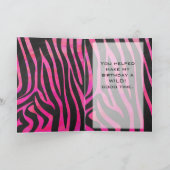 Monogram zwart en warm roze Zebra Kaart (Binnen)