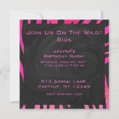 Monogram zwart en warm roze Zebra Kaart (Achterkant)