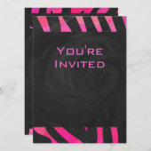 Monogram zwart en warm roze Zebra Kaart (Voorkant / Achterkant)