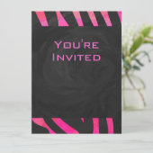 Monogram zwart en warm roze Zebra Kaart (Staand voorkant)