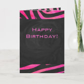 Monogram zwart en warm roze Zebra Kaart (Voorkant)