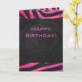 Monogram zwart en warm roze Zebra Kaart (Gele Bloem)