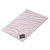 Monogram zwart en warm roze Zebra Notitieblok (Schuin)