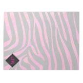 Monogram zwart en warm roze Zebra Notitieblok (Voorkant)