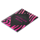 Monogram zwart en warm roze Zebra Notitieboek (Linkerzijde)