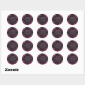 Monogram zwart en warm roze Zebra Ronde Sticker (Vel)