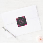 Monogram zwart en warm roze Zebra Vierkante Sticker (Envelop)