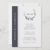 Monogram zwart en wit alles in één bruiloft kaart (Voorkant)