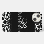 Monogram zwart en wit damast iPad Air Hoesje iPhone Hoesje (Achterkant horizontaal)