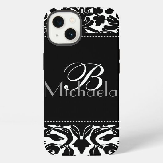 Monogram zwart en wit damast iPad Air Hoesje iPhone Hoesje (Achterkant)