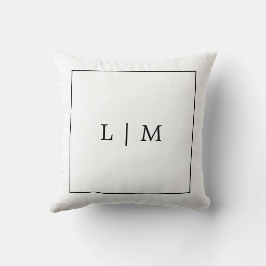 Monogram Zwart en Wit Eenvoudig Klassiek Minimalis Kussen (Achterkant)