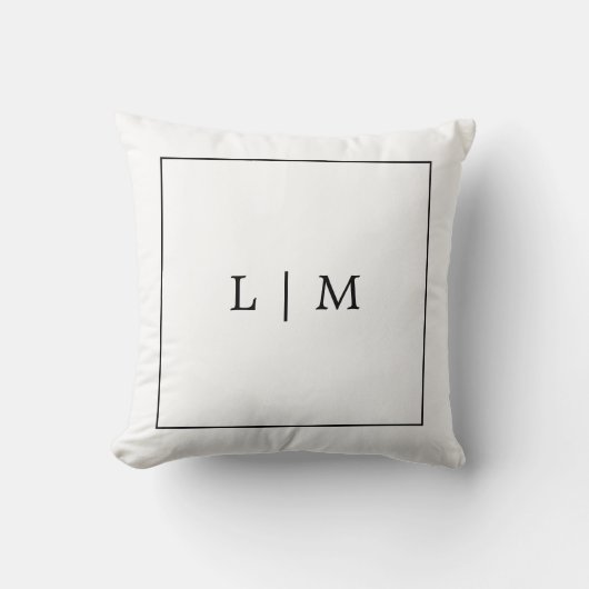 Monogram Zwart en Wit Eenvoudig Klassiek Minimalis Kussen (Voorkant)