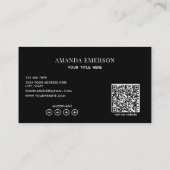 Monogram Zwart En Wit Eenvoudige Qr Code Visitekaartje (Achterkant)