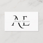 Monogram Zwart En Wit Eenvoudige Qr Code Visitekaartje (Voorkant)