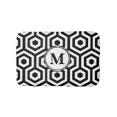 Monogram zwart en wit geometrisch patroon badmat (Voorkant)
