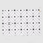 Monogram zwart en wit geometrisch patroon golfhanddoek (Horizontaal)