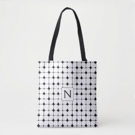 Monogram zwart en wit geometrisch patroon tote bag