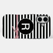 Monogram zwart en wit gestreept met string Case-Mate iPhone case (Achterkant (horizontaal))