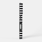 Monogram zwart en wit gestreept met string iPhone 16 hoesje (Rechterkant)