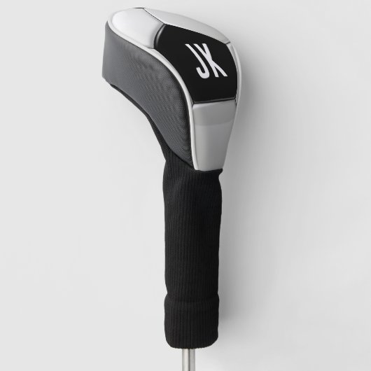 Monogram zwart en wit golfheadcover (Schuin)