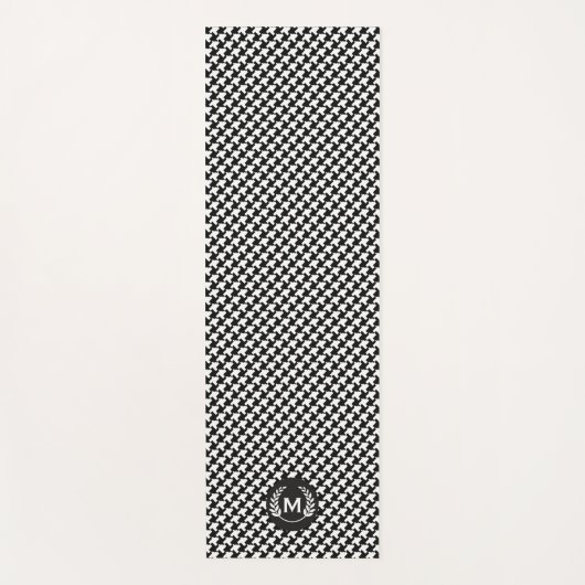 Monogram. Zwart en wit Houndstooth Pattern. Yogamat (Voorkant)