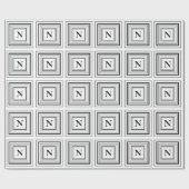 Monogram Zwart en Wit Klassiek Vierkant Cadeaupapier (Vlak)