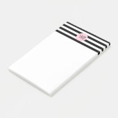 Monogram zwart en wit met roze strips post-it® notes (Schuin)