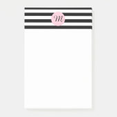 Monogram zwart en wit met roze strips post-it® notes (Voorkant)