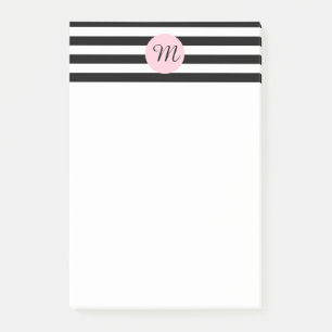 Monogram zwart en wit met roze strips post-it® notes