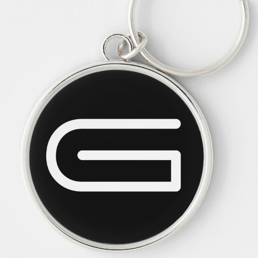 Monogram zwart en wit, modern, minimale letter sleutelhanger (Voorkant)