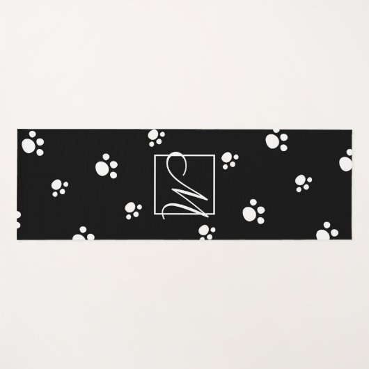 Monogram zwart en wit proefschrift printpatroon yogamat (Voorkant (horizontaal))