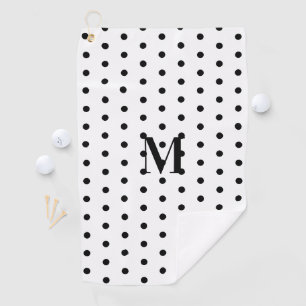 Monogram Zwart en Wit Stippenpatroon Golfhanddoek