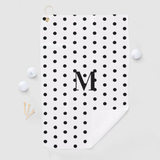 Monogram Zwart en Wit Stippenpatroon  Golfhanddoek